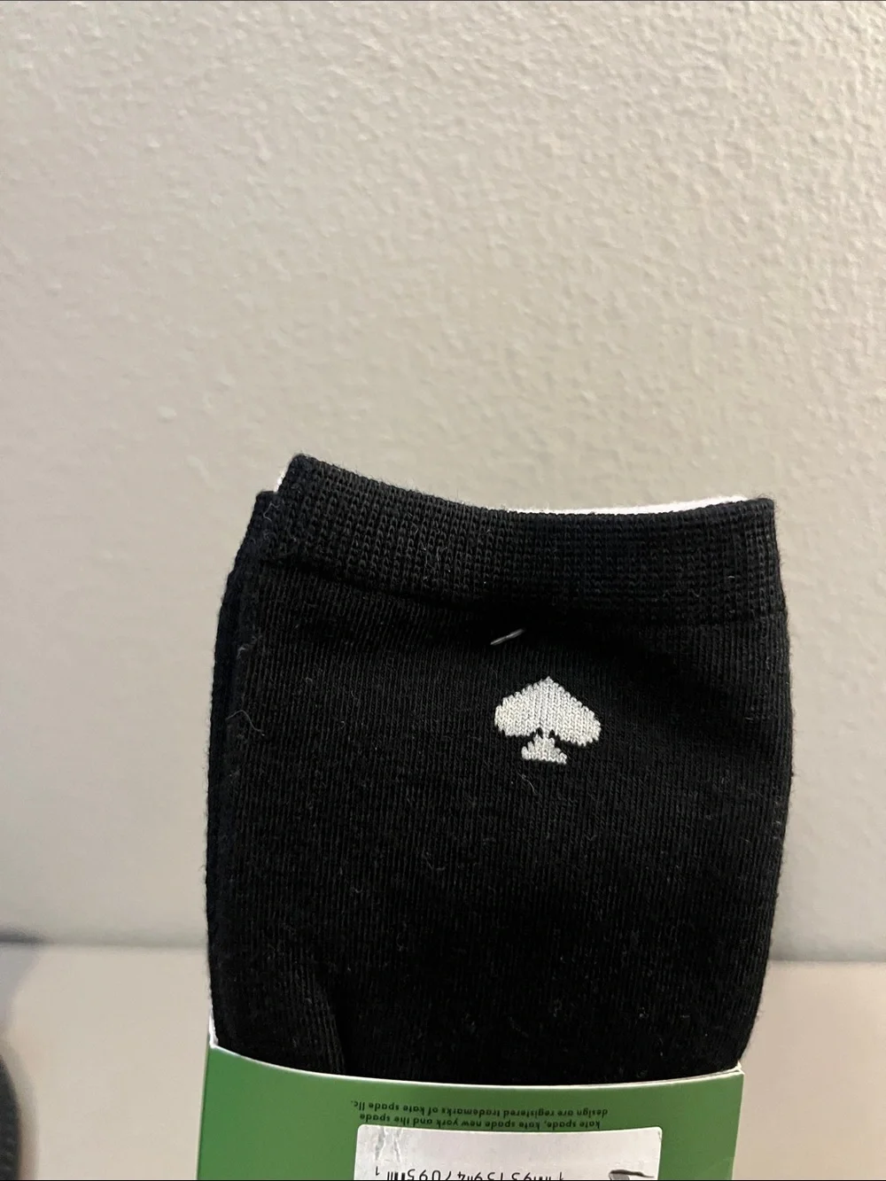 New Kate Spade Animal Print Logo Black and Ballet Pink Crew Socks NWT